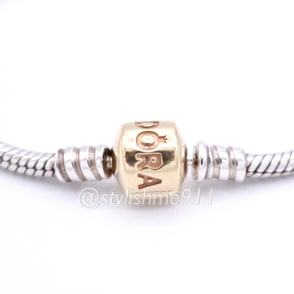 Authentic PANDORA Sterling Bracelet with 14K Gold Clasp - 590702-HG-B - Picture 4 of 11